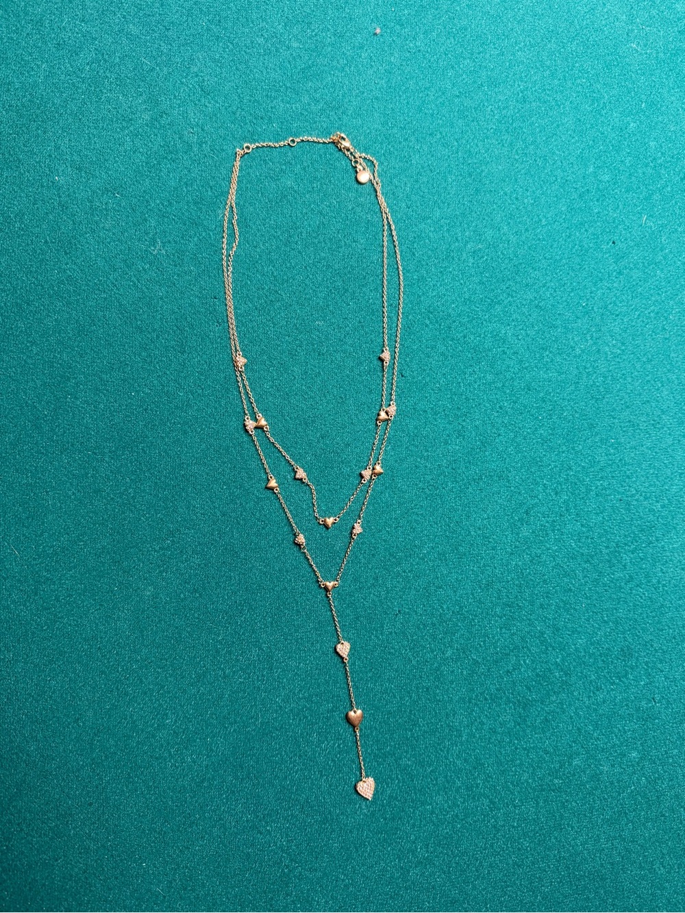 Baublebar Double Layered Chain Necklace with Pavé heart accents